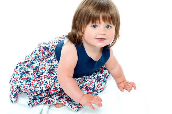 Adorable 10 months old baby girl crawling — Stock Photo, Image