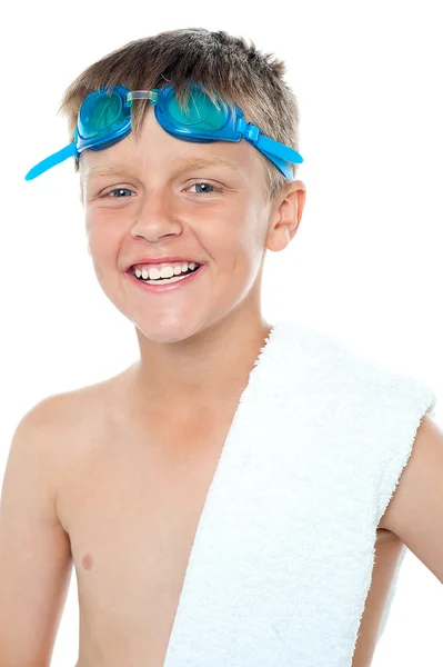Närbild av mästare simmare pojke — Stockfoto