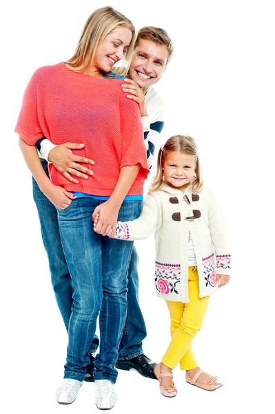 Two young parents with pretty daughter — Stock Photo, Image