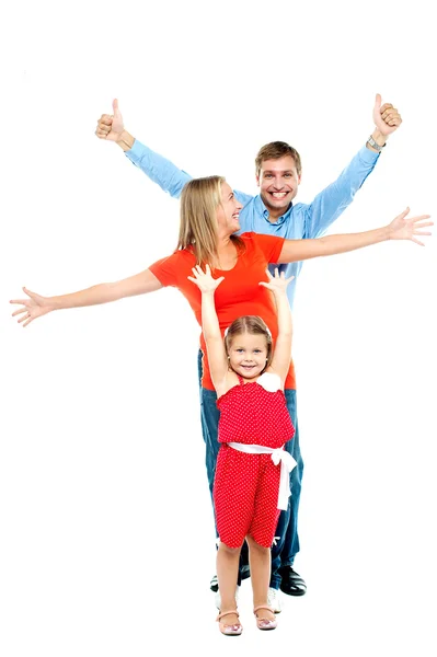 Happy smiling family of three having fun — Stock Photo, Image