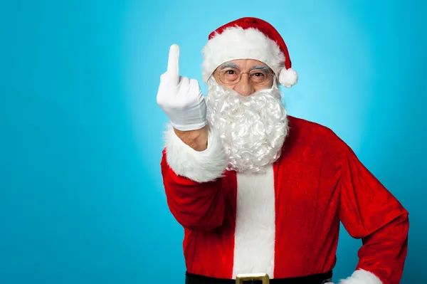 Agitated Santa showing his middle finger — Stock Photo, Image