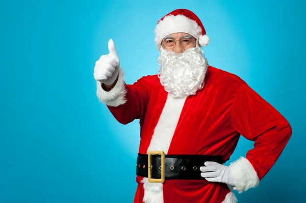 Father Santa gesturing thumbs up — Stock Photo, Image