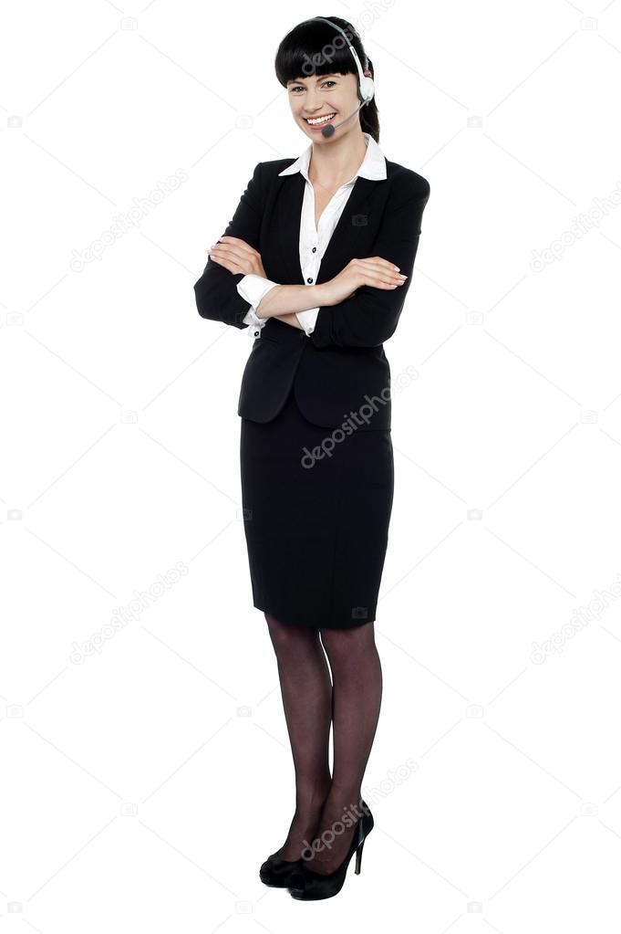 Customer service operator woman with headset