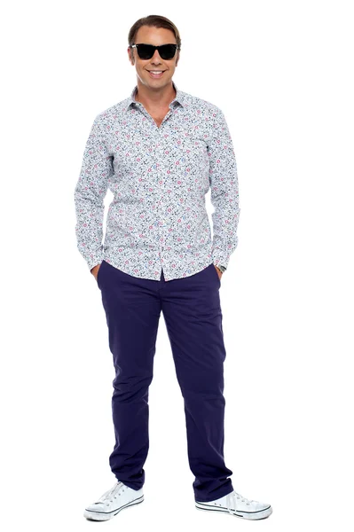 Stylish middle aged man posing in casuals — Stock Photo, Image