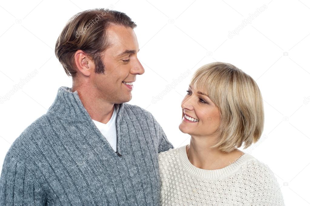 Middle aged caucasian couple in love