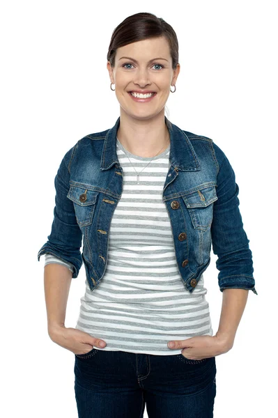 Gorgeous middle aged woman in trendy clothes — Stock Photo, Image