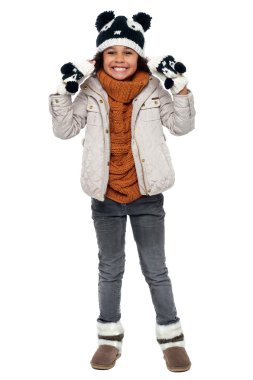 sevimli genç kız kış keyfi