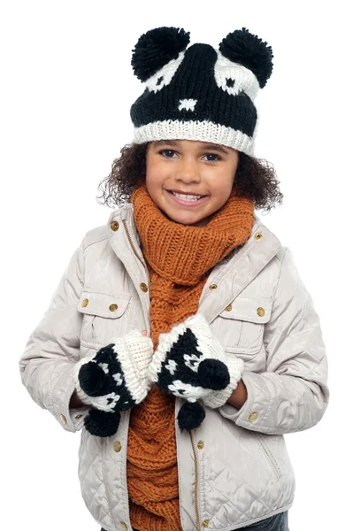 Portrait of a lovely little girl in winter outfit — Stock Photo, Image