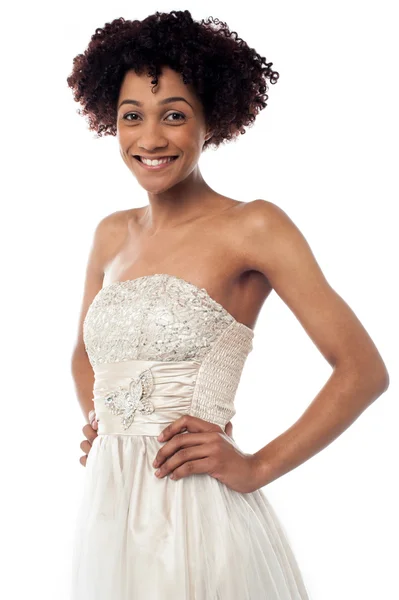 Stylish portrait of a confident smiling female model — Stock Photo, Image