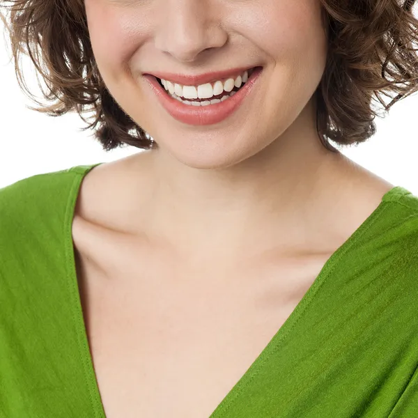 Cropped image of a woman flashing wide smile — Stock Photo, Image