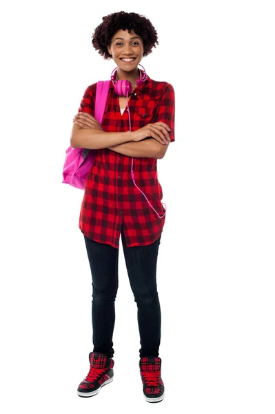 Stylish university student with folded arms — Stock Photo, Image