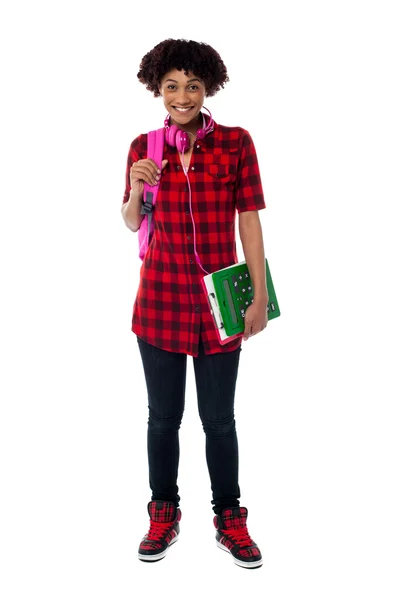 Profile shot of a beautiful young college student — Stock Photo, Image