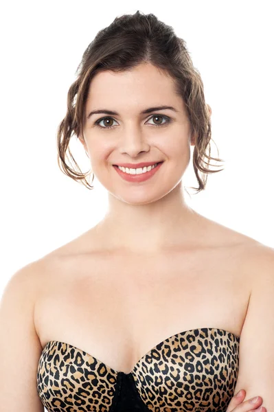 Prachtig sensuele vrouwelijke model in strapless Brasserie — Stockfoto