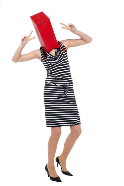 Woman with shopping bag as her face — Stock Photo, Image