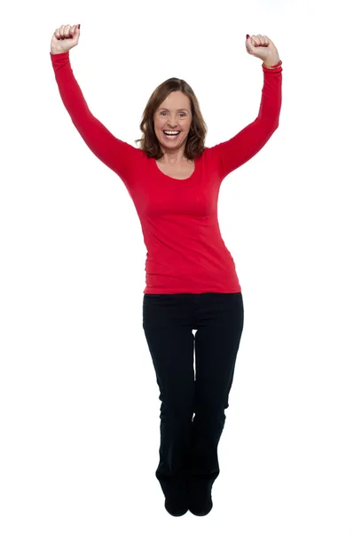 Jubilant lady celebrating her success — Stock Photo, Image