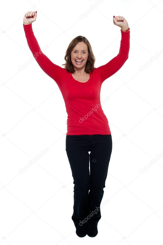 Jubilant lady celebrating her success