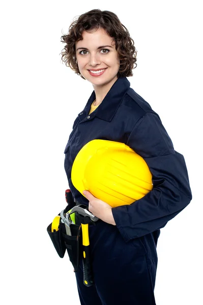 Active woman construction worker — Stock Photo, Image