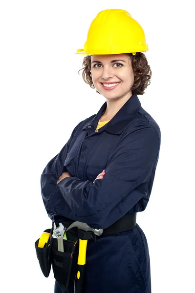 Active woman construction worker — Stock Photo, Image