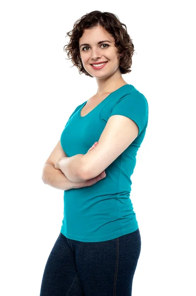 Cheerful girl posing casually — Stock Photo, Image