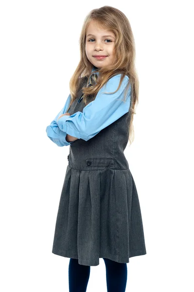 Portrét roztomilá malá školačka — Stock fotografie