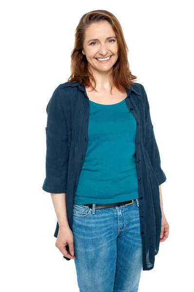 Casual middle aged woman portrait over white — Stock Photo, Image