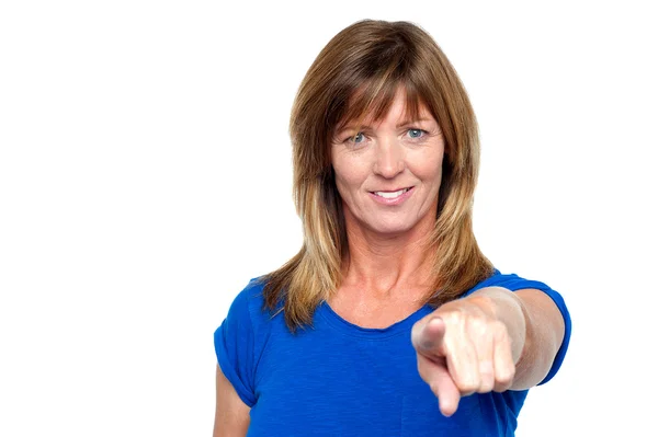 Lady pointing at you — Stock Photo, Image