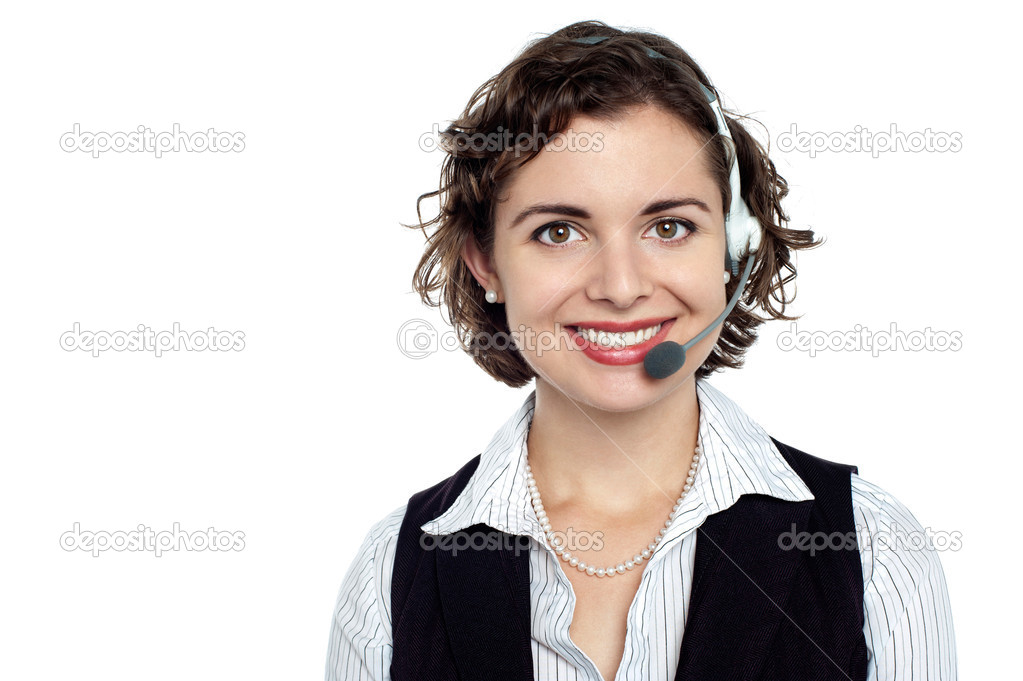 Customer service operator woman with headset