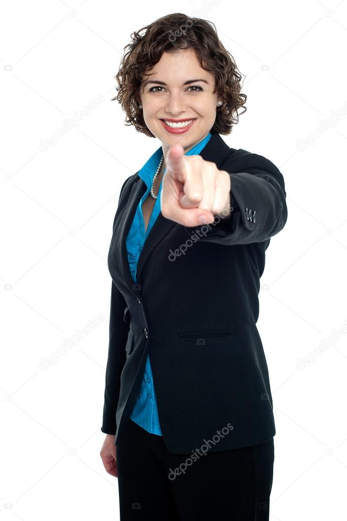 female manager pointing at you