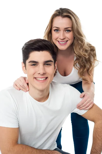 Indoor portrait of young pair — Stock Photo, Image