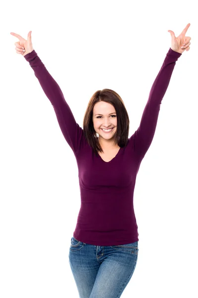 Victorious young woman celebrating her success — Stock Photo, Image