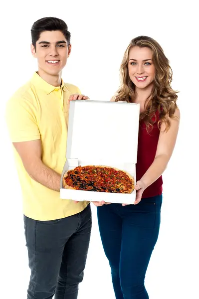 Lets share the yummy pizza — Stock Photo, Image