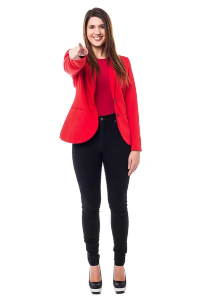 Confident corporate woman pointing you out — Stock Photo, Image
