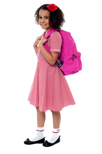 Cabelo encaracolado menina da escola elementar — Fotografia de Stock