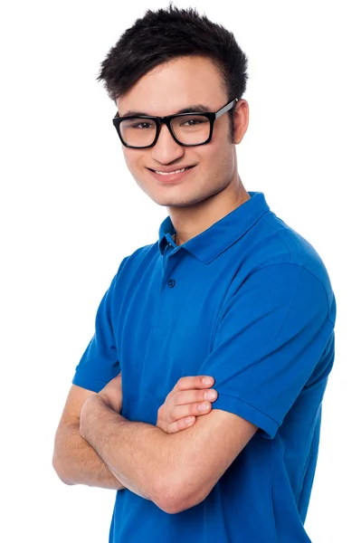 Αυτοπεποίθηση χαμογελαστό έξυπνος άνθρωπος φορώντας γυαλιά — Φωτογραφία Αρχείου