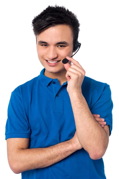 Happy young customer support executive — Stock Photo, Image