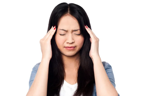 Young girl having headache — Stock Photo, Image