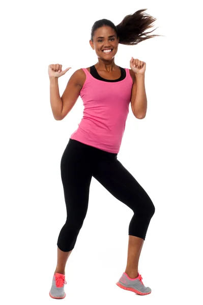 Cheerful fitness trainer filled with enthusiasm — Stock Photo, Image