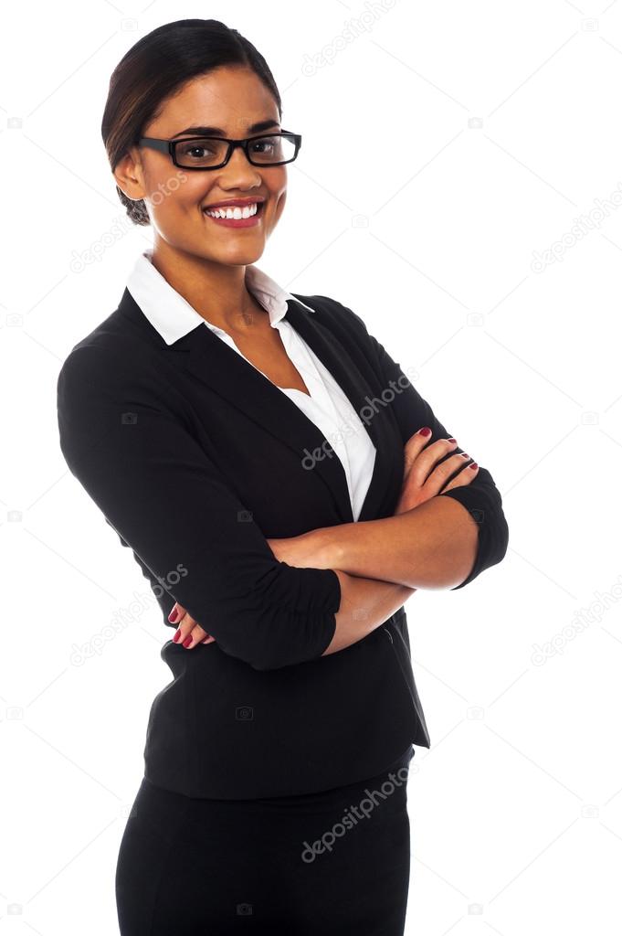 Confident mixed latin corporate female manager