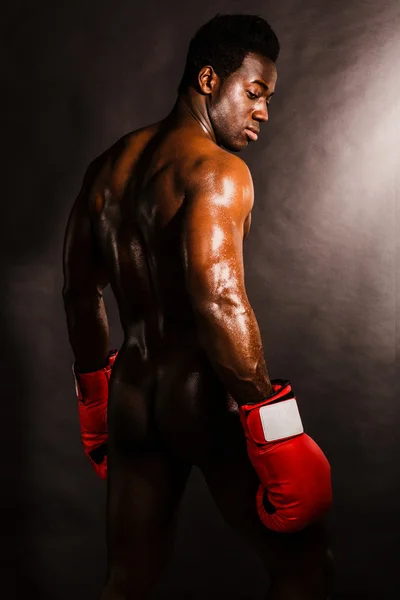 African boxer turning back — Stock Photo, Image