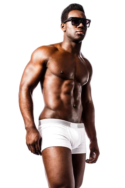 Jovem sexy sem camisa muscular homem em roupa interior — Fotografia de Stock