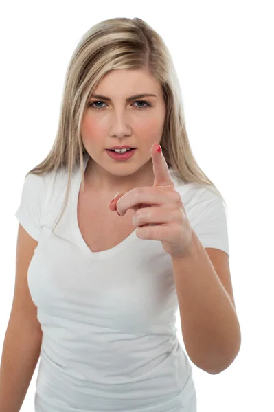 Young girl trying to recognize you — Stock Photo, Image