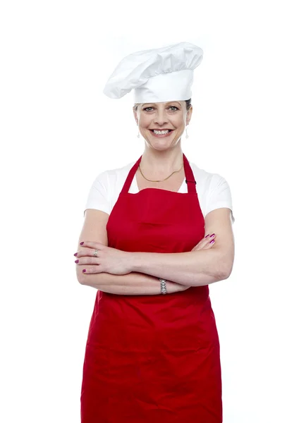 Allegro chef donna fiduciosa — Foto Stock