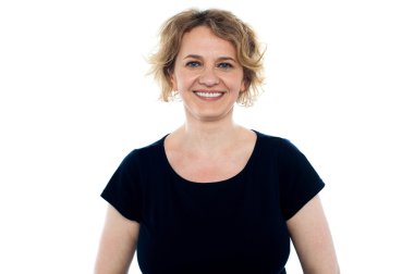 Smiling beautiful casual middle aged woman