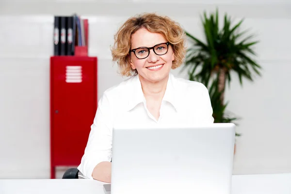 Pretty business woman working in the office — Stock Photo, Image