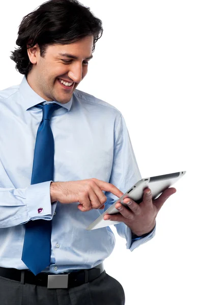 Business professional browsing on tablet pc — Stock Photo, Image