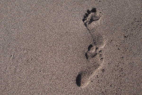 Empreintes de pas dans le sable, journée ensoleillée . — Photo