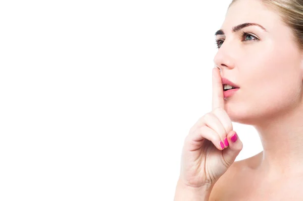 Beauty woman gesturing silence — Stock Photo, Image