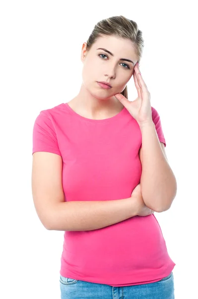 Confused pretty teenager thinking hard — Stock Photo, Image