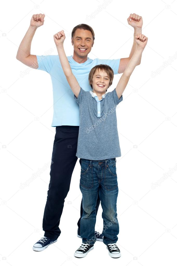 Father and son rejoicing together