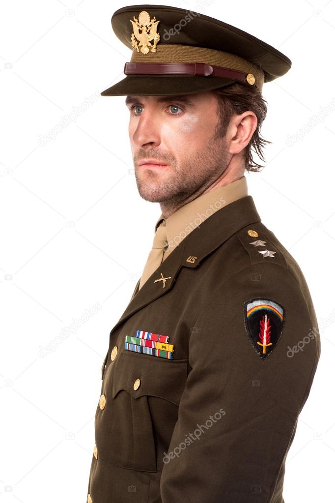 Handsome man dressed in world war II uniform